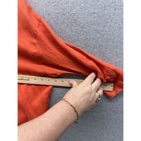 Monsoon Top Linen Lagenlook Womens 16 Orange Tunic Long Sleeve Pullover Shirt - Picture 4 of 4